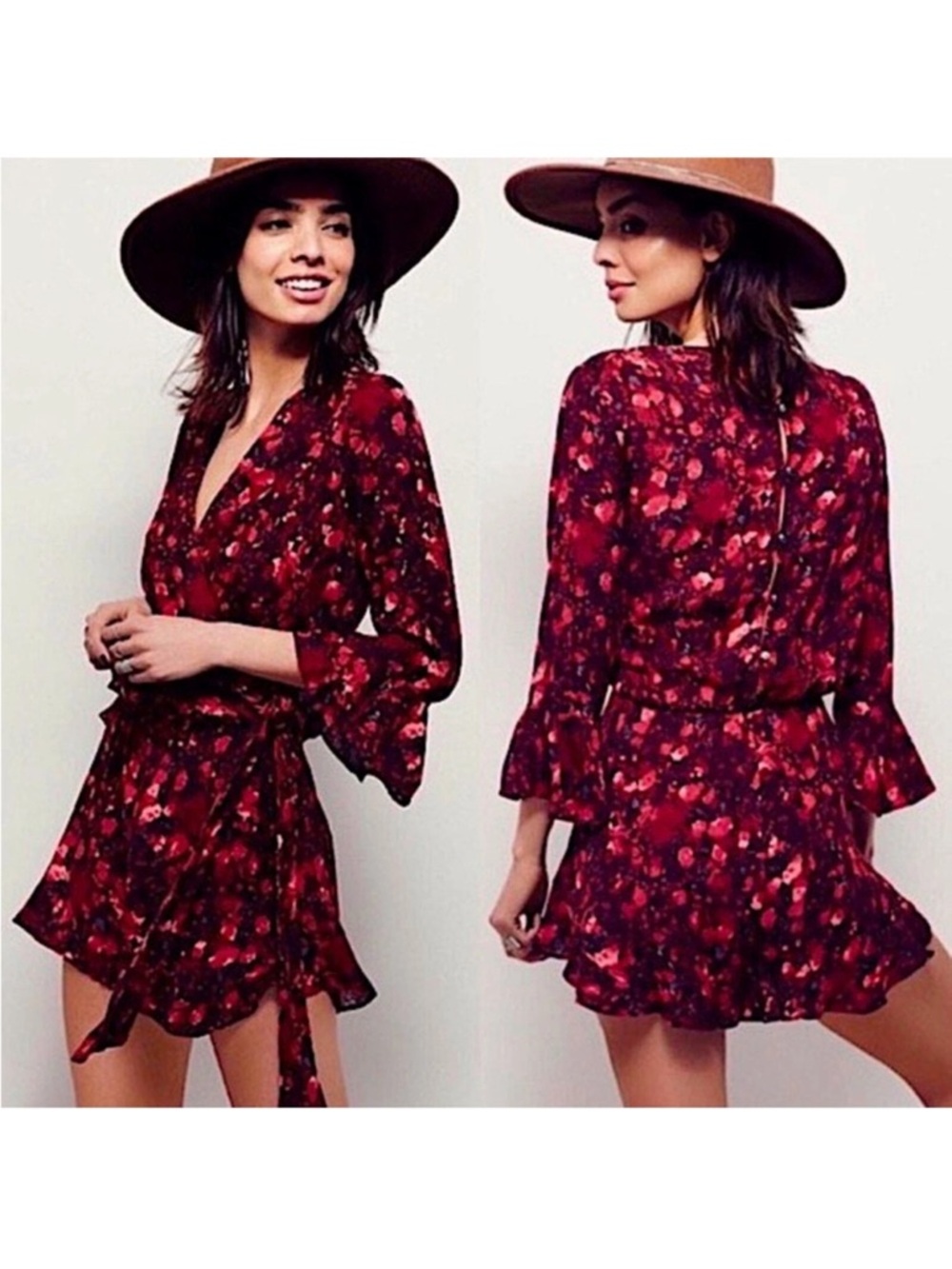 Free People All the Right Ruffles Romper Berry
